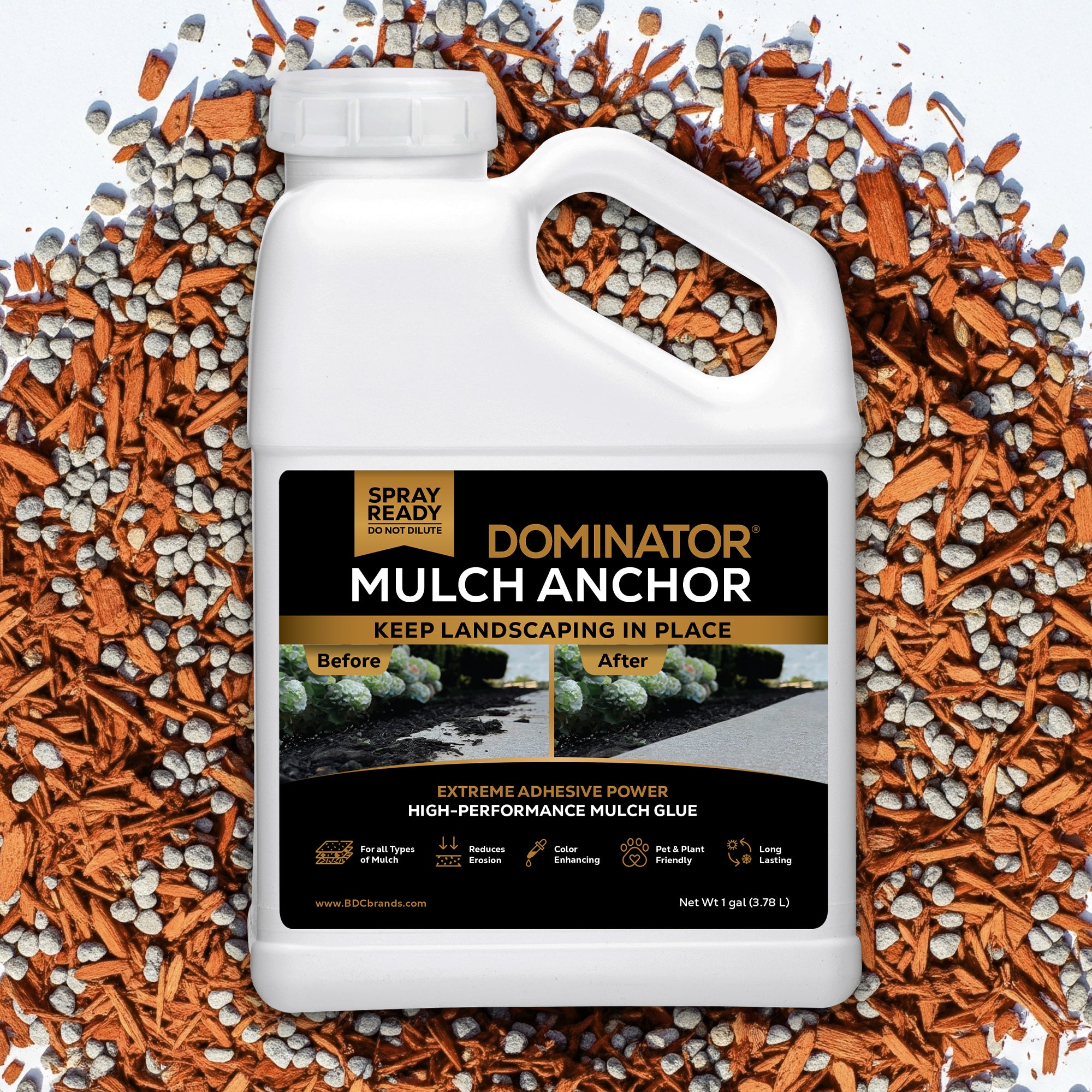 DOMINATOR Mulch Anchor XL - Best Mulch Glue for Your Landscape
