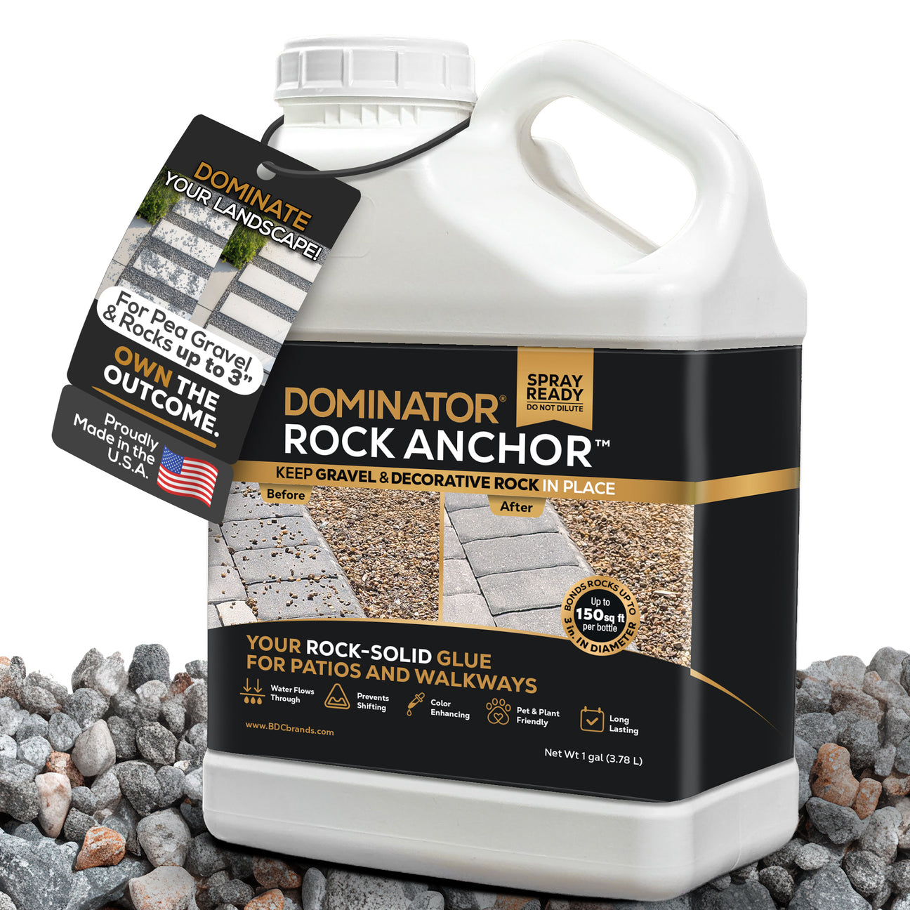 DOMINATOR® Rock Anchor - Rock & Pea Gravel Glue For Landscaping