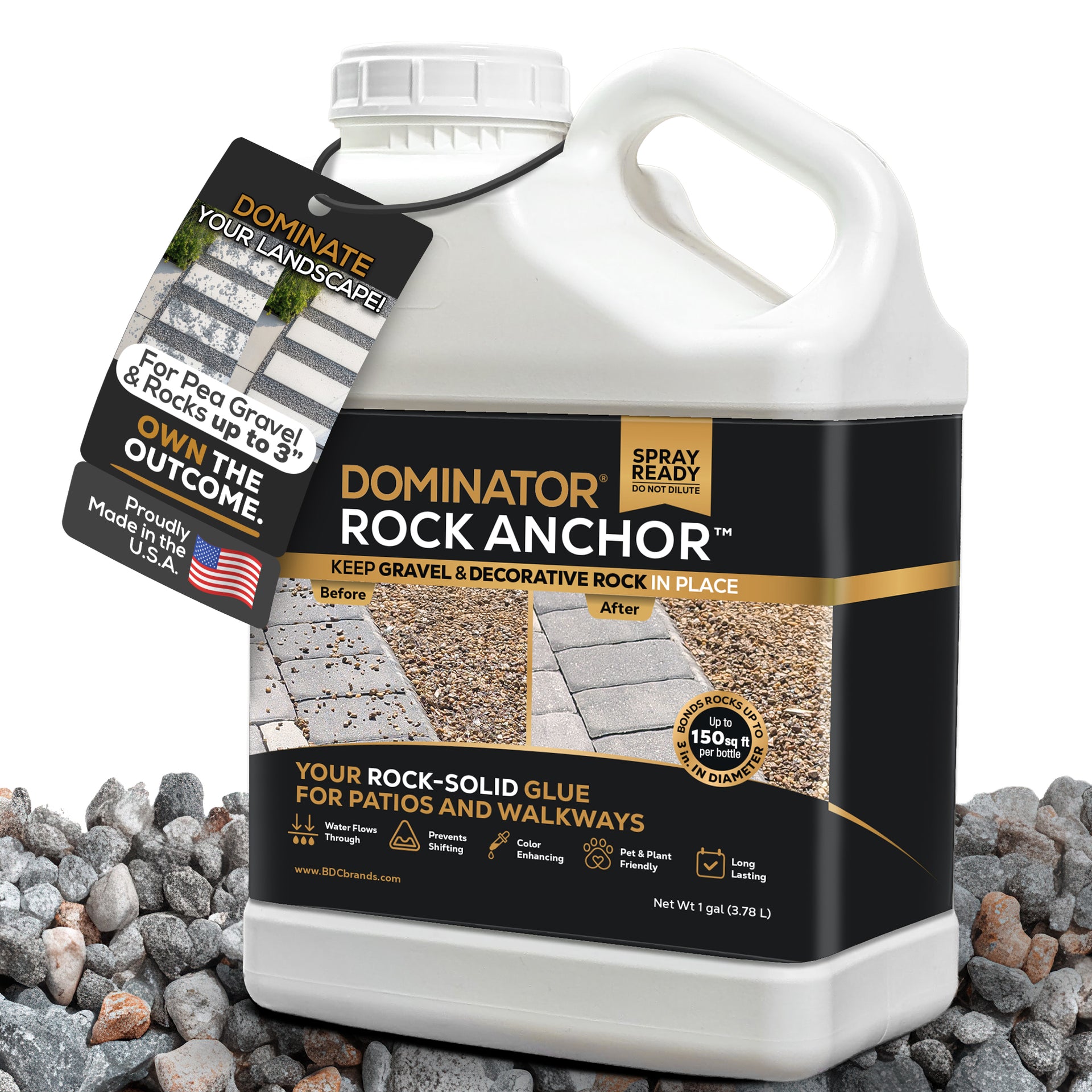 DOMINATOR® Rock Anchor - Rock & Pea Gravel Glue For Landscaping