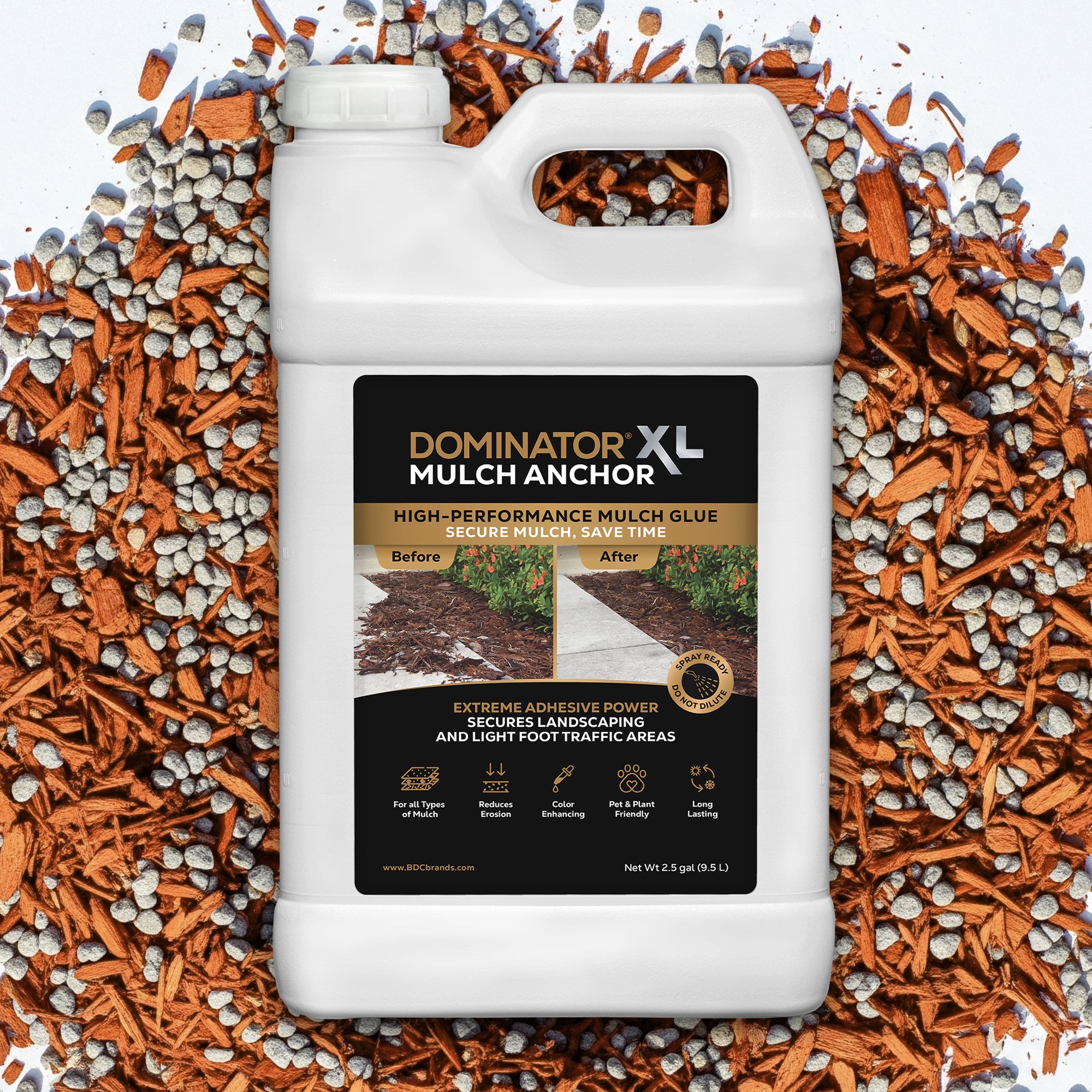 DOMINATOR Mulch Anchor XL - Best Mulch Glue for Your Landscape