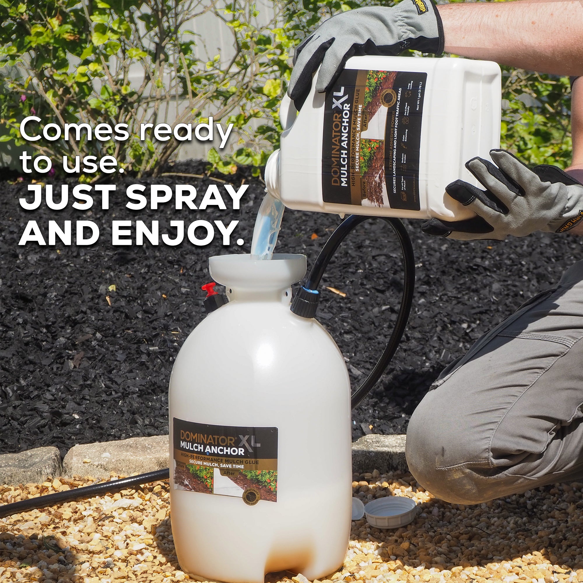 DOMINATOR Mulch Anchor XL - Best Mulch Glue for Your Landscape