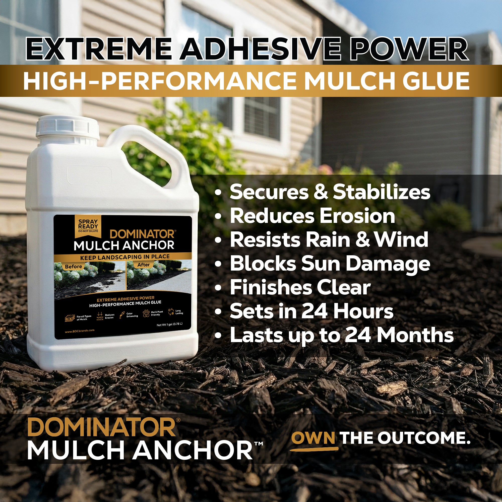 DOMINATOR Mulch Anchor - Fall Mulch Glue, Stops Erosion
