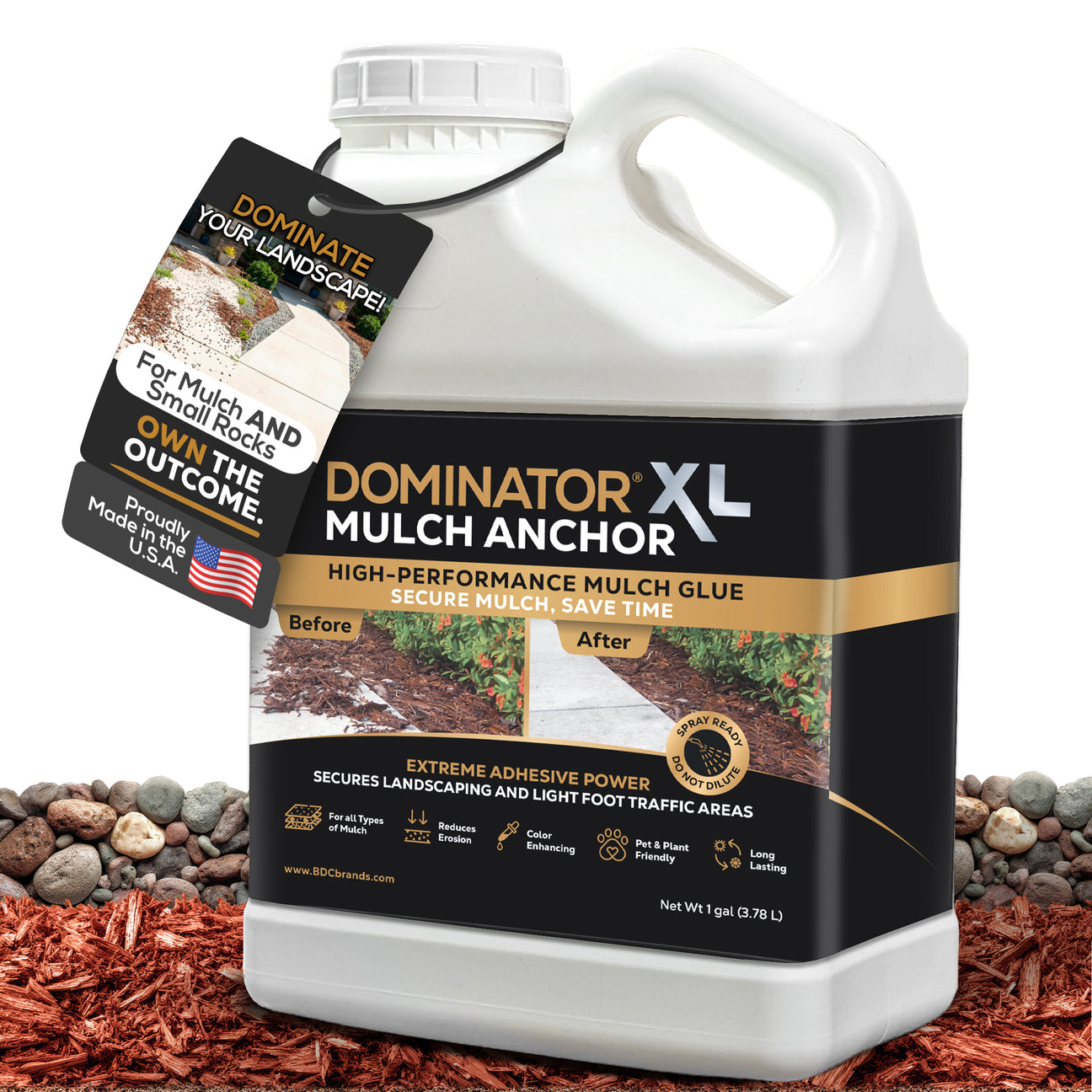 DOMINATOR XL Mulch Anchor - Best Mulch Glue for Your Landscape