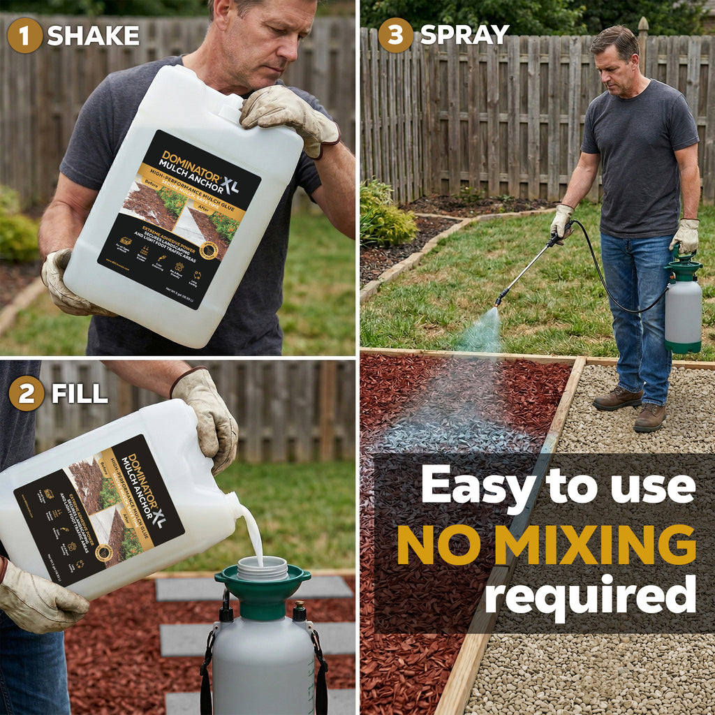 DOMINATOR XL Mulch Anchor - Best Mulch Glue for Your Landscape