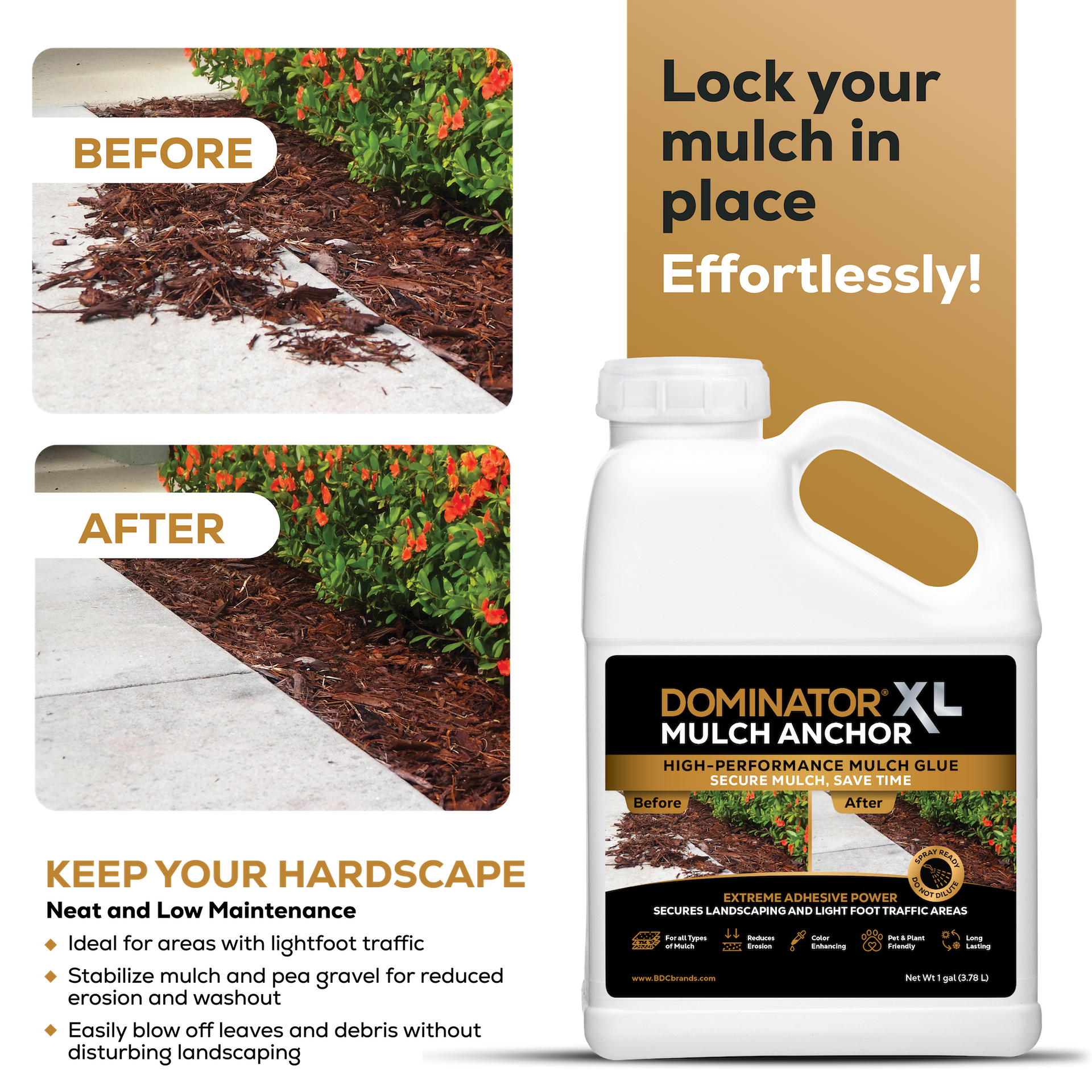 DOMINATOR XL Mulch Anchor - Best Mulch Glue for Your Landscape